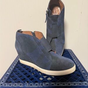 Paolo Blue Wedge Shoes with Suede Upper size 10 womens